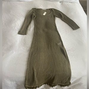 Anthropologie Green Crochet Dress